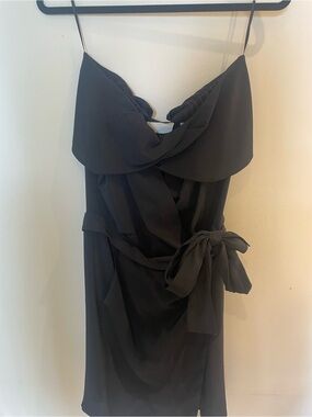 Vanessa Bruno Black Strapless Draped Wrap Dress